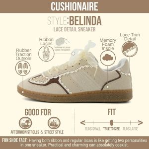 Alternative view of CUSHIONAIRE Belinda Women’s Lace Detail Casual Sneakers – Elegant Ribbon Lace-Up Shoes with Memory Foam
